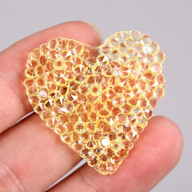 Small Rhinestone Heart Iron On Patch