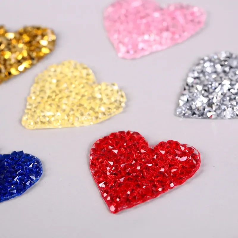 Small Rhinestone Heart Iron On Patch