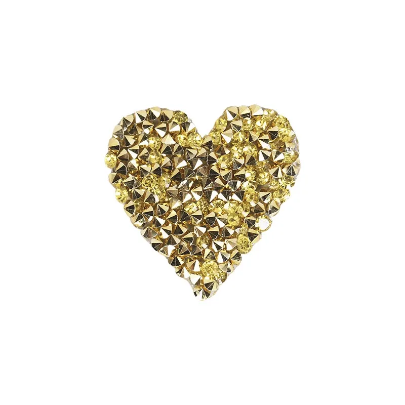 Small Rhinestone Heart Iron On Patch