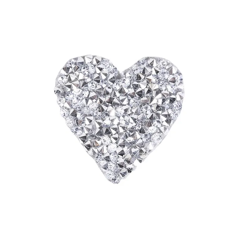 Small Rhinestone Heart Iron On Patch