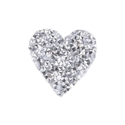 Small Rhinestone Heart Iron On Patch