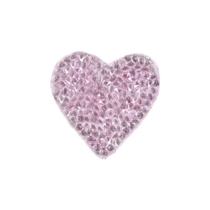 Small Rhinestone Heart Iron On Patch