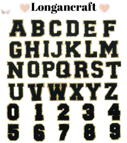 Black Letter Number Patches