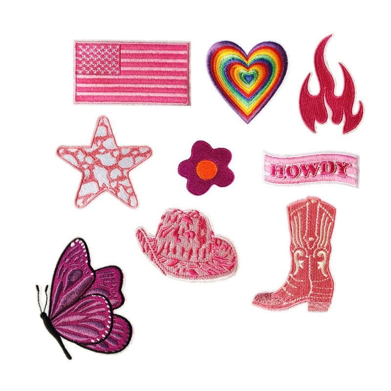 Western Pink Hat Iron On Patch