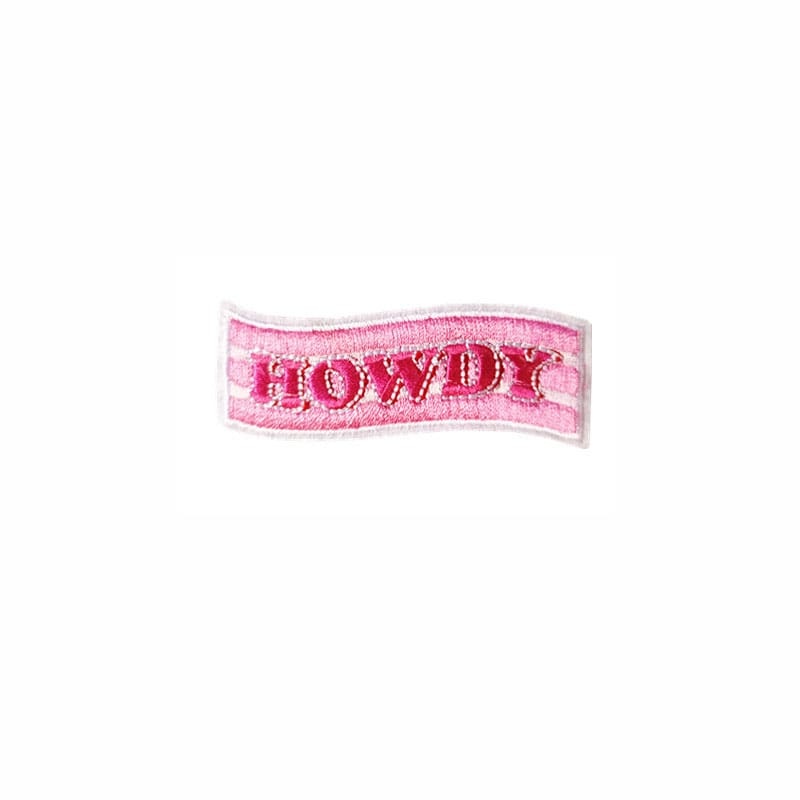 Western Pink Hat Iron On Patch