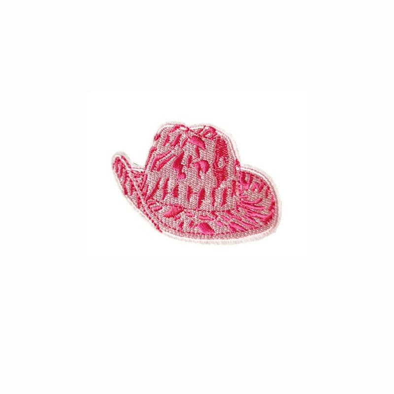 Western Pink Hat Iron On Patch