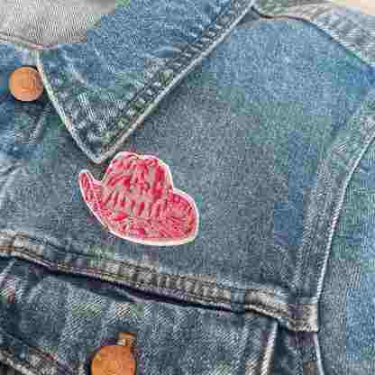 Western Pink Hat Iron On Patch