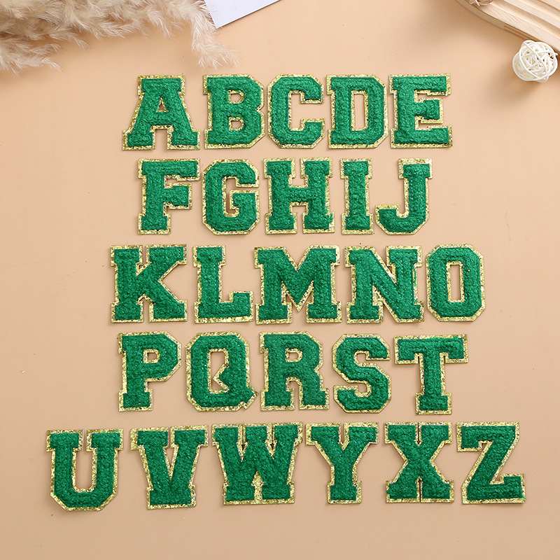 Green self adhesive letter patches