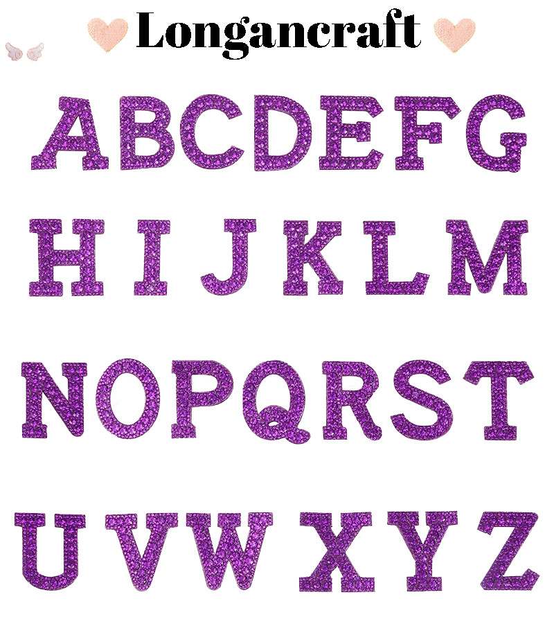 Purple Rhinestone Letter Patches