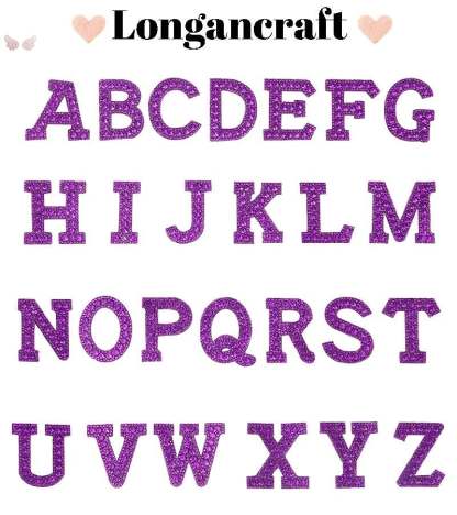 Purple Rhinestone Letter Patches
