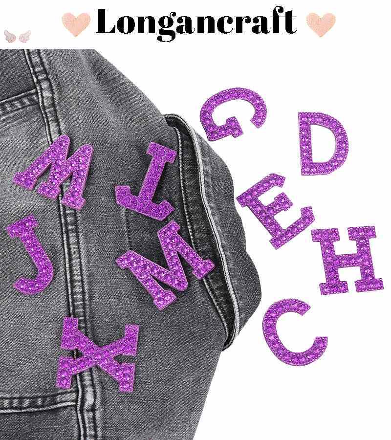 Purple Rhinestone Letter Patches