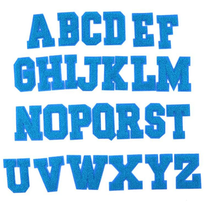 Blue Chenille Letters Patches