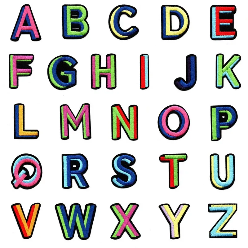 Color 3D Letter Iron On Patches