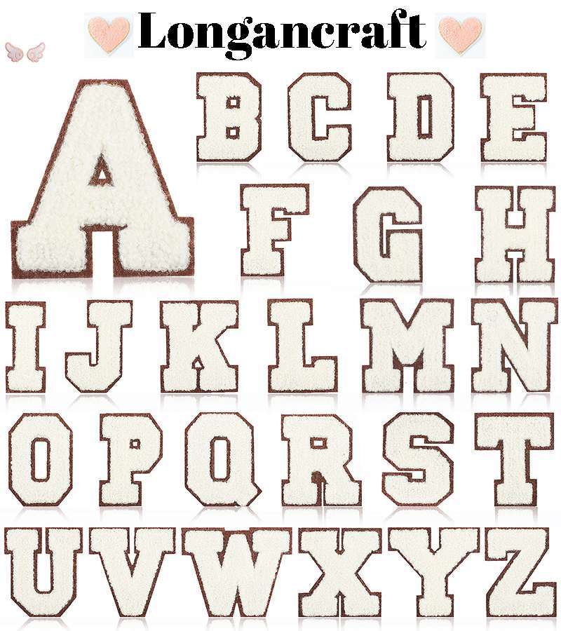 White Letter Iron On Patches