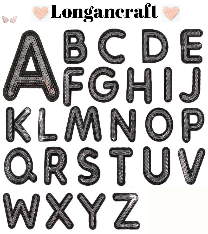 Silver Sequin Letter Patches