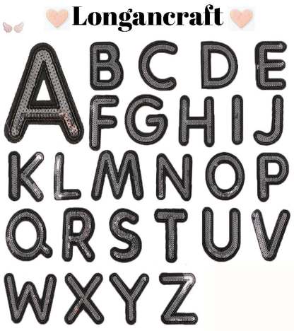 Silver Sequin Letter Patches