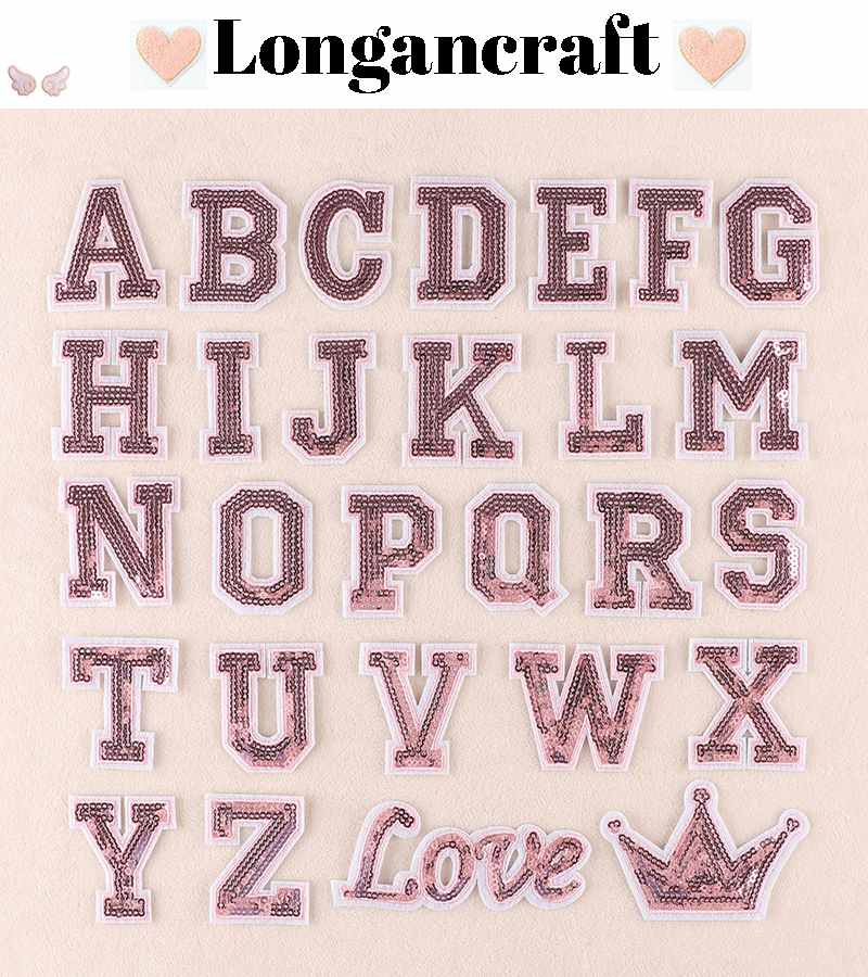 Pink Sequin Letter Patches