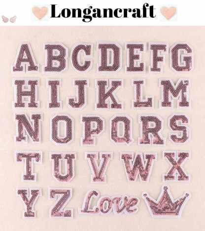 Pink Sequin Letter Patches