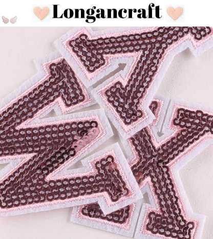 Pink Sequin Letter Patches