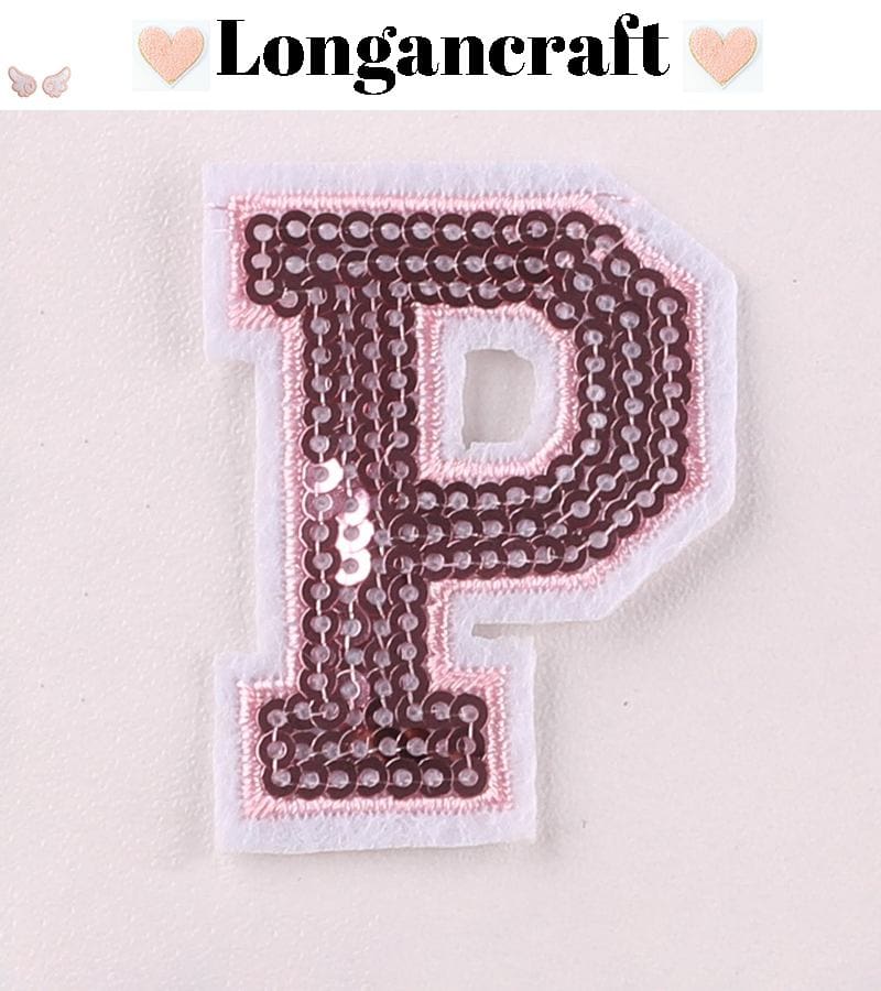Pink Sequin Letter Patches