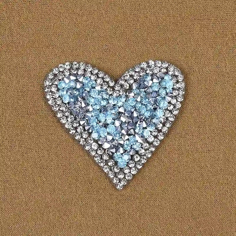 Rhinestone Colorful Heart Iron On Patches