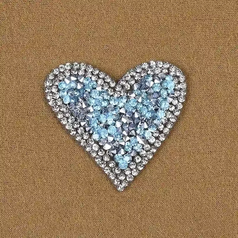 Rhinestone Colorful Heart Iron On Patches