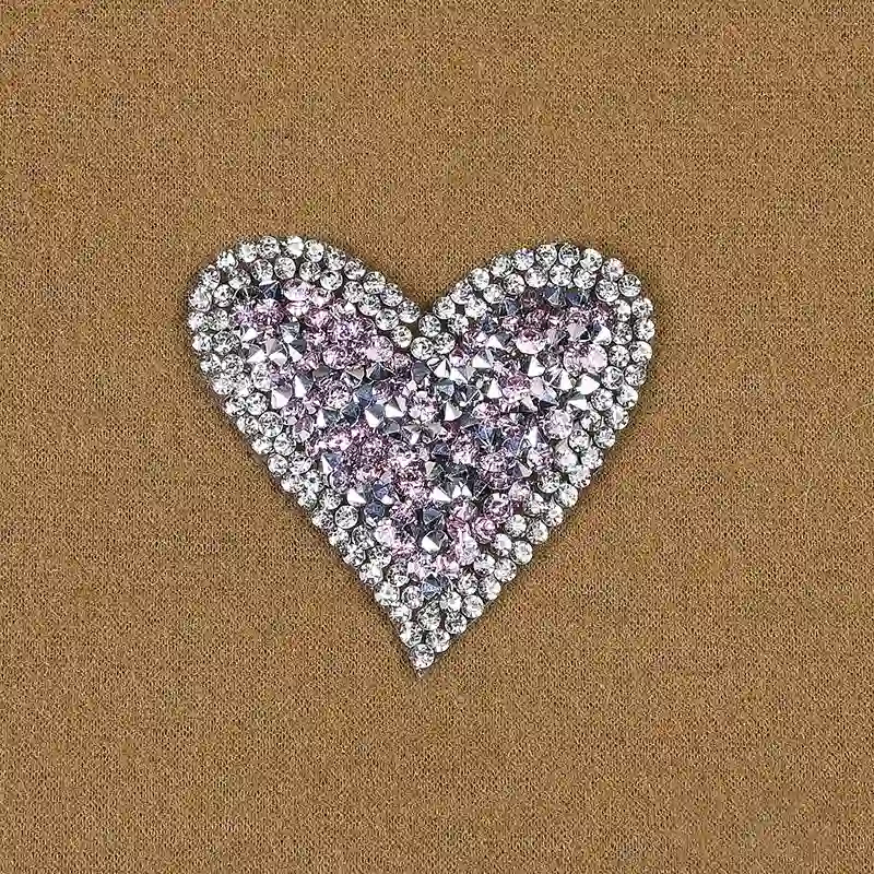 Rhinestone Colorful Heart Iron On Patches