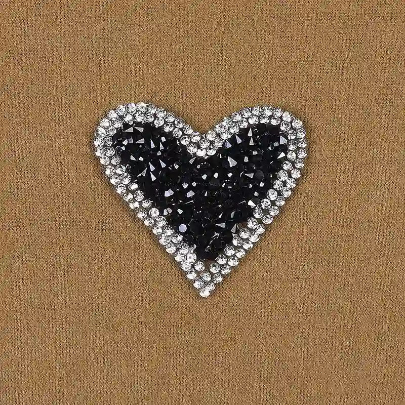 Rhinestone Colorful Heart Iron On Patches