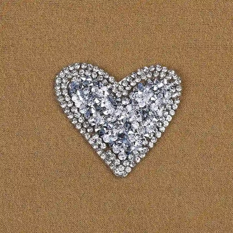 Rhinestone Colorful Heart Iron On Patches
