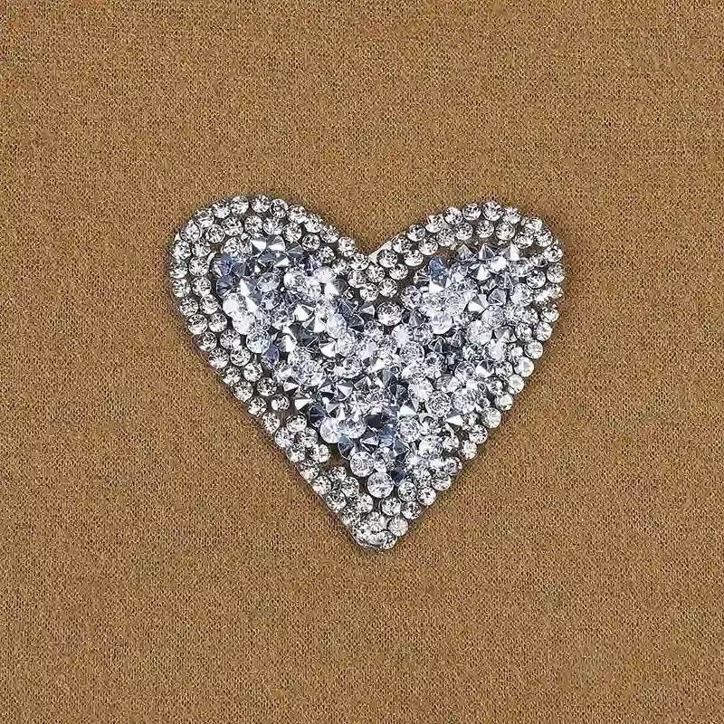 Rhinestone Colorful Heart Iron On Patches