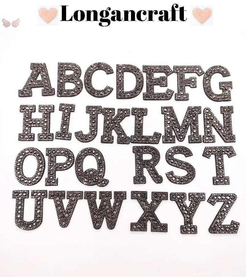 Black Rhinestone Letter Patches