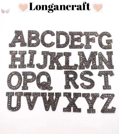 Black Rhinestone Letter Patches