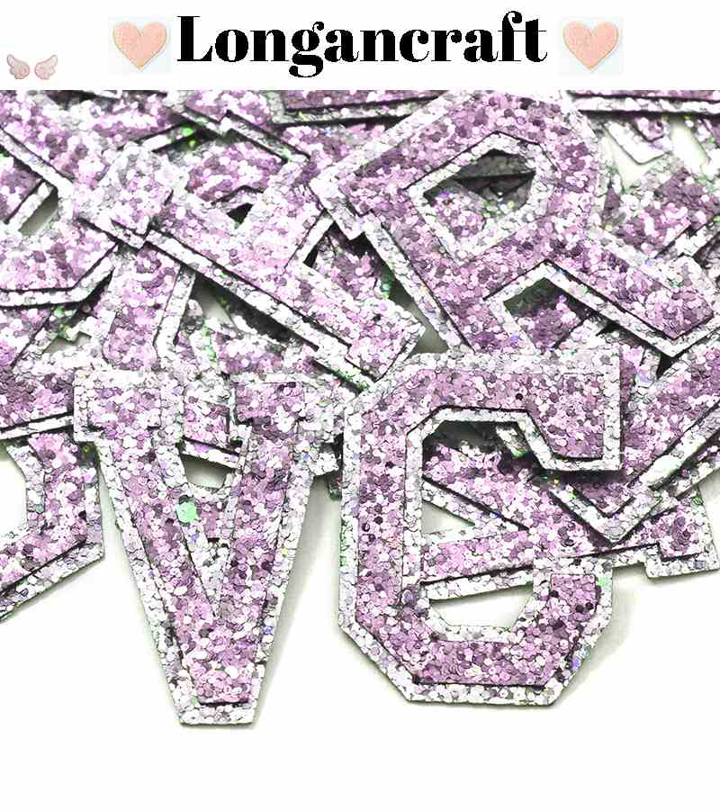 Light Purple Sequin Letters Patches