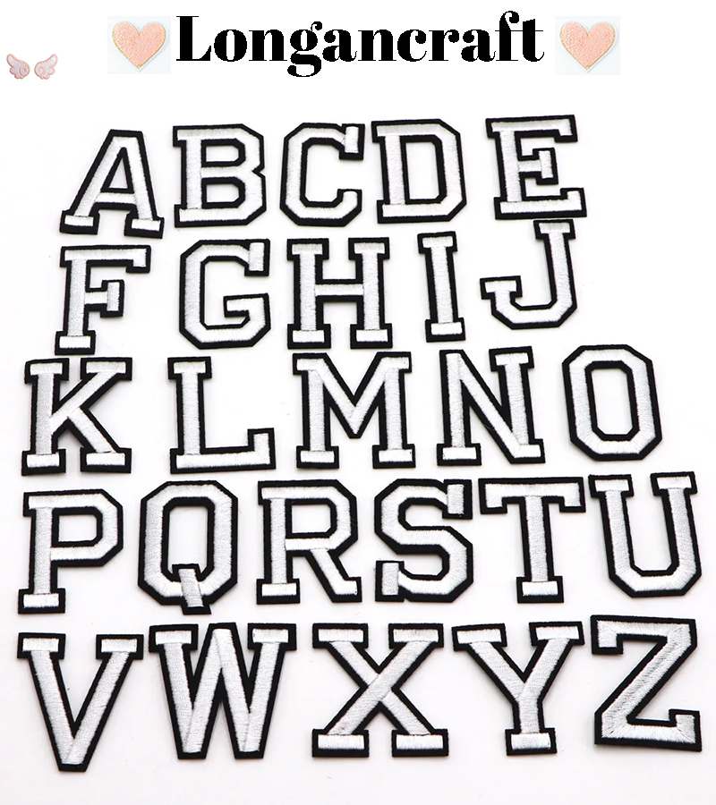 White Letter Iron On Patch