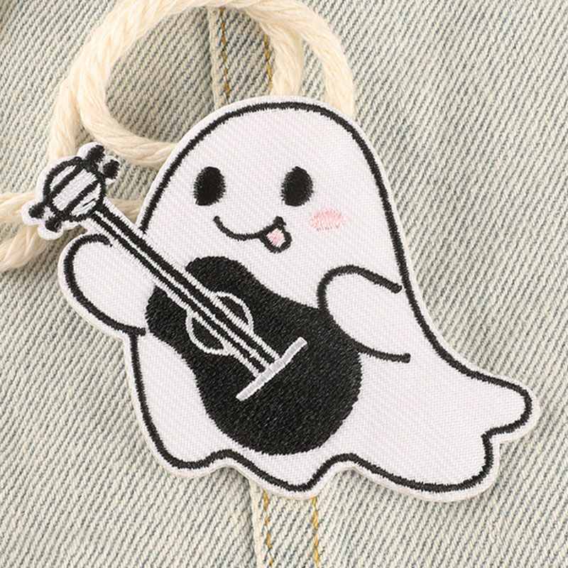 Funny Music Ghost Iron On Patch