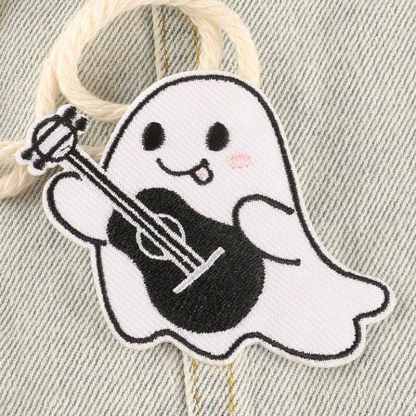 Funny Music Ghost Iron On Patch