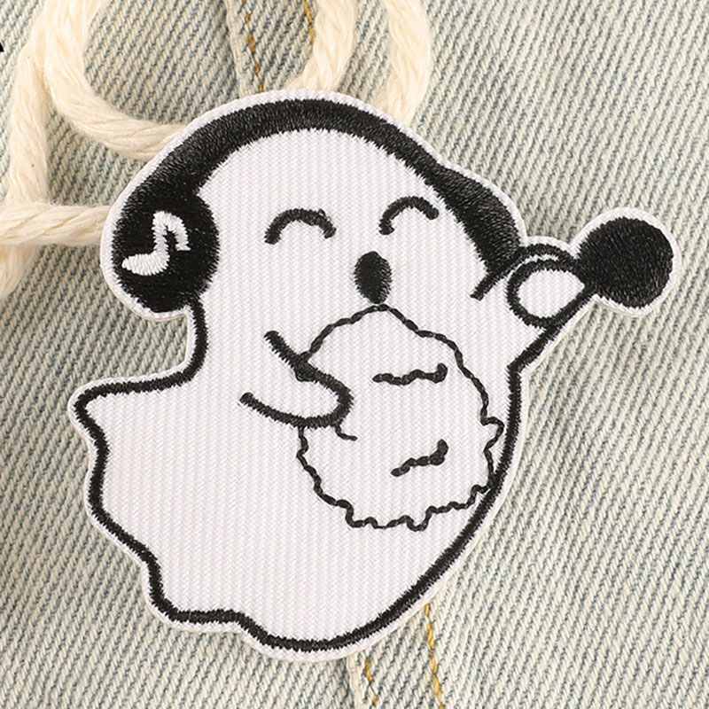 Funny Music Ghost Iron On Patch