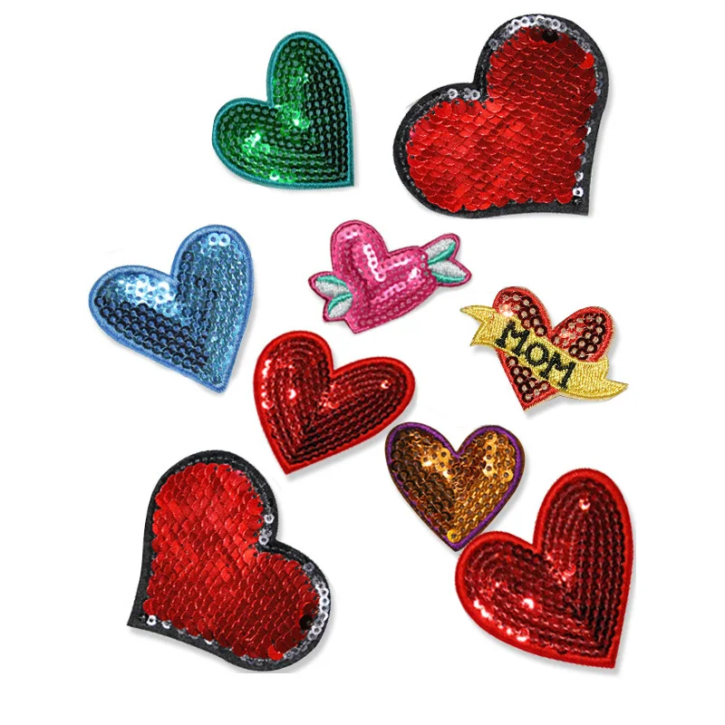 Colorful Heart Sequin Patches
