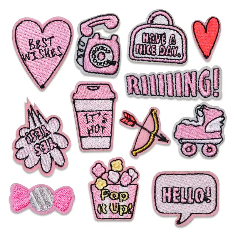 Pink Valentine Day Embroidered Patches