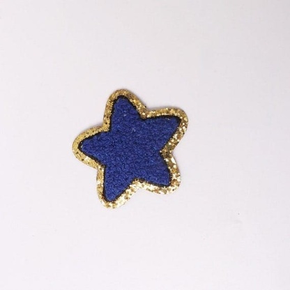 Dark Blue Colorful Star Chenille Patch with Golden Border