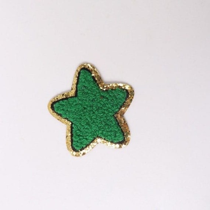 Green Colorful Star Chenille Patch with Golden Border