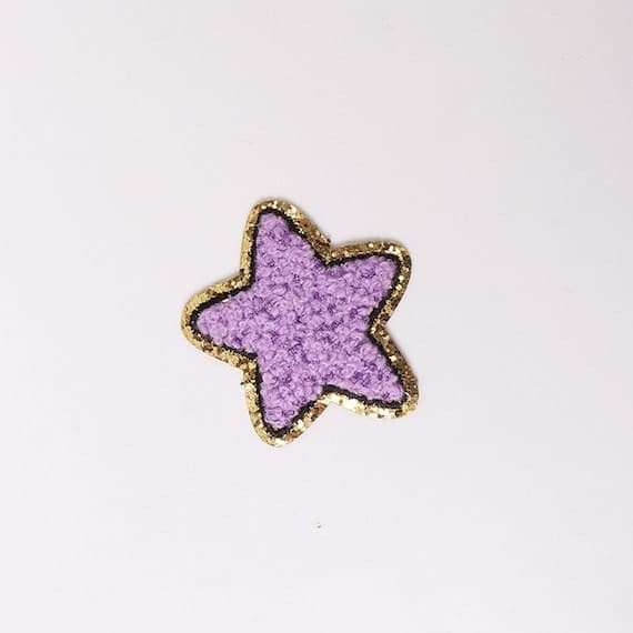 Purple Pink Colorful Star Chenille Patch with Golden Border