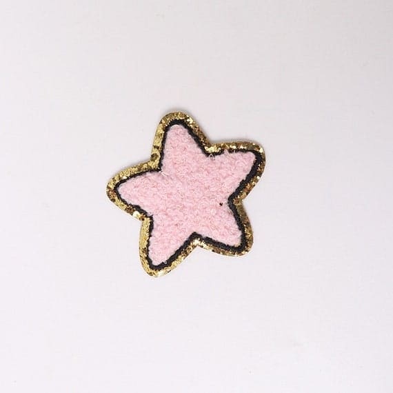 Pink Colorful Star Chenille Patch with Golden Border