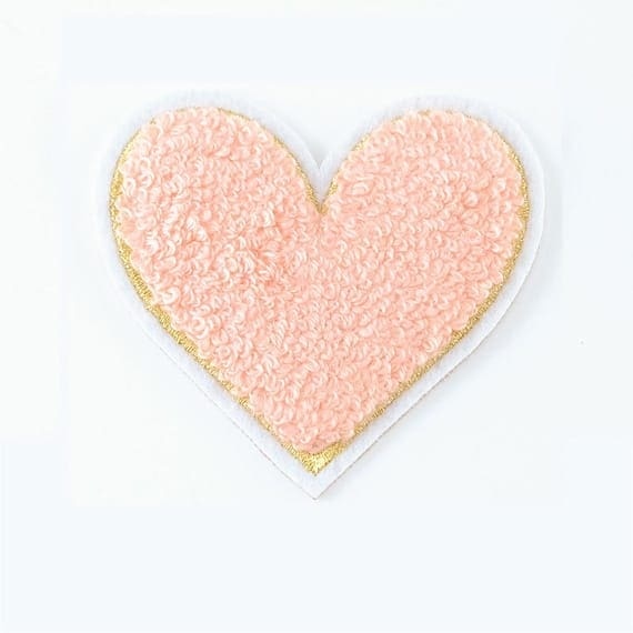 Colorful Heart Chenille Patch with light pink.