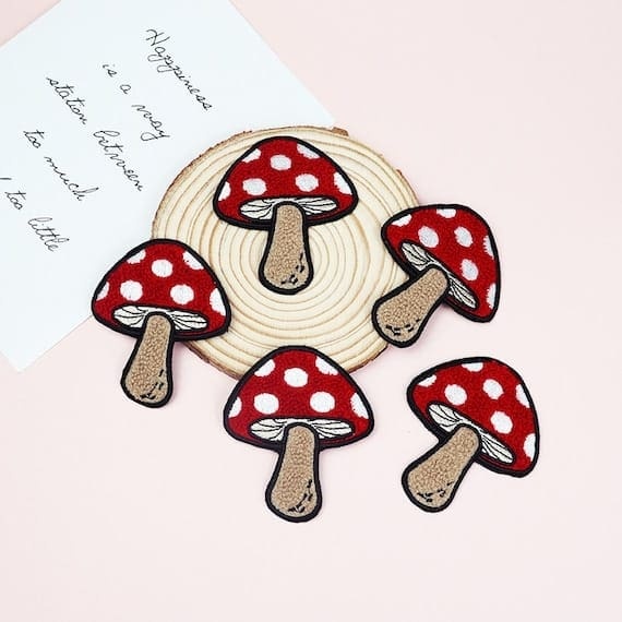 mushroom embroidered patches.