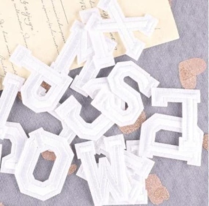 White Letter Chenille Patches.