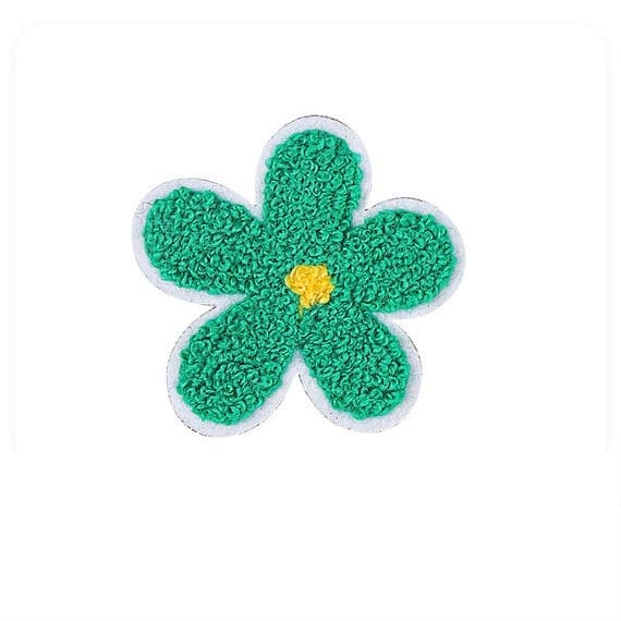 Flower Chenille Patch with green