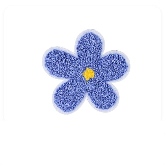Flower Chenille Patch with blue