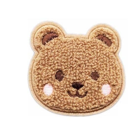 Sparkly animal chenille patch with brown bear design
