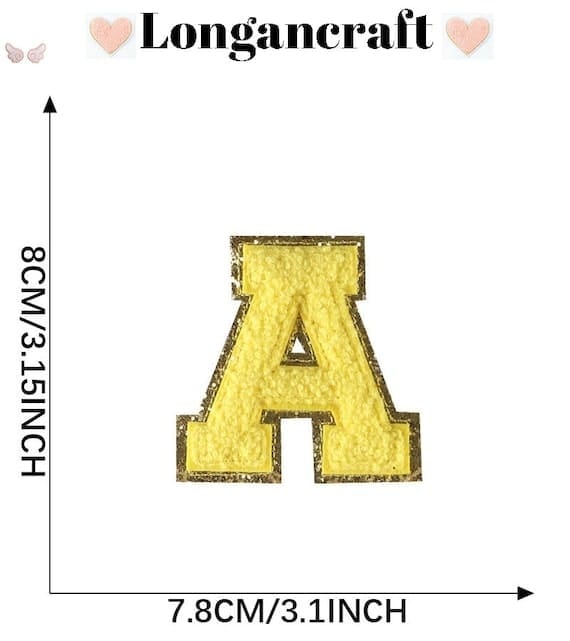 yellow letter chenille patch
